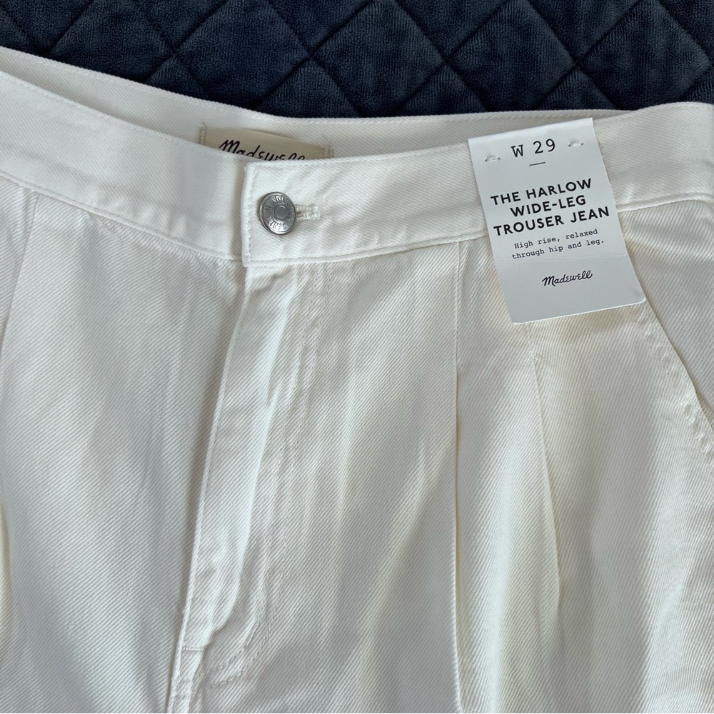 Madewell The Harlow Wide Leg Trouser Jean Size 29 Cream High Rise Relaxed Fit CL - Picture 5 of 14